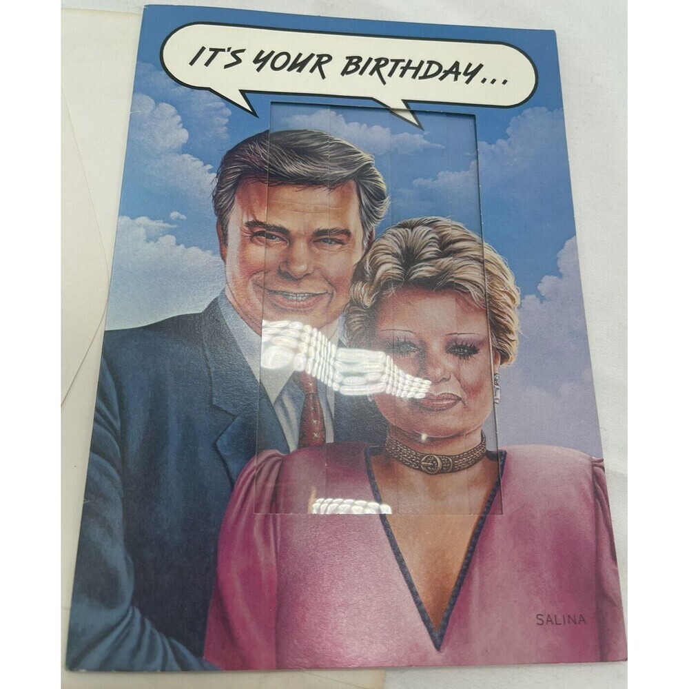 Vintage Jim & Tammy Bakker Slide Motion Birthday Greeting Card 1987 UNUSED